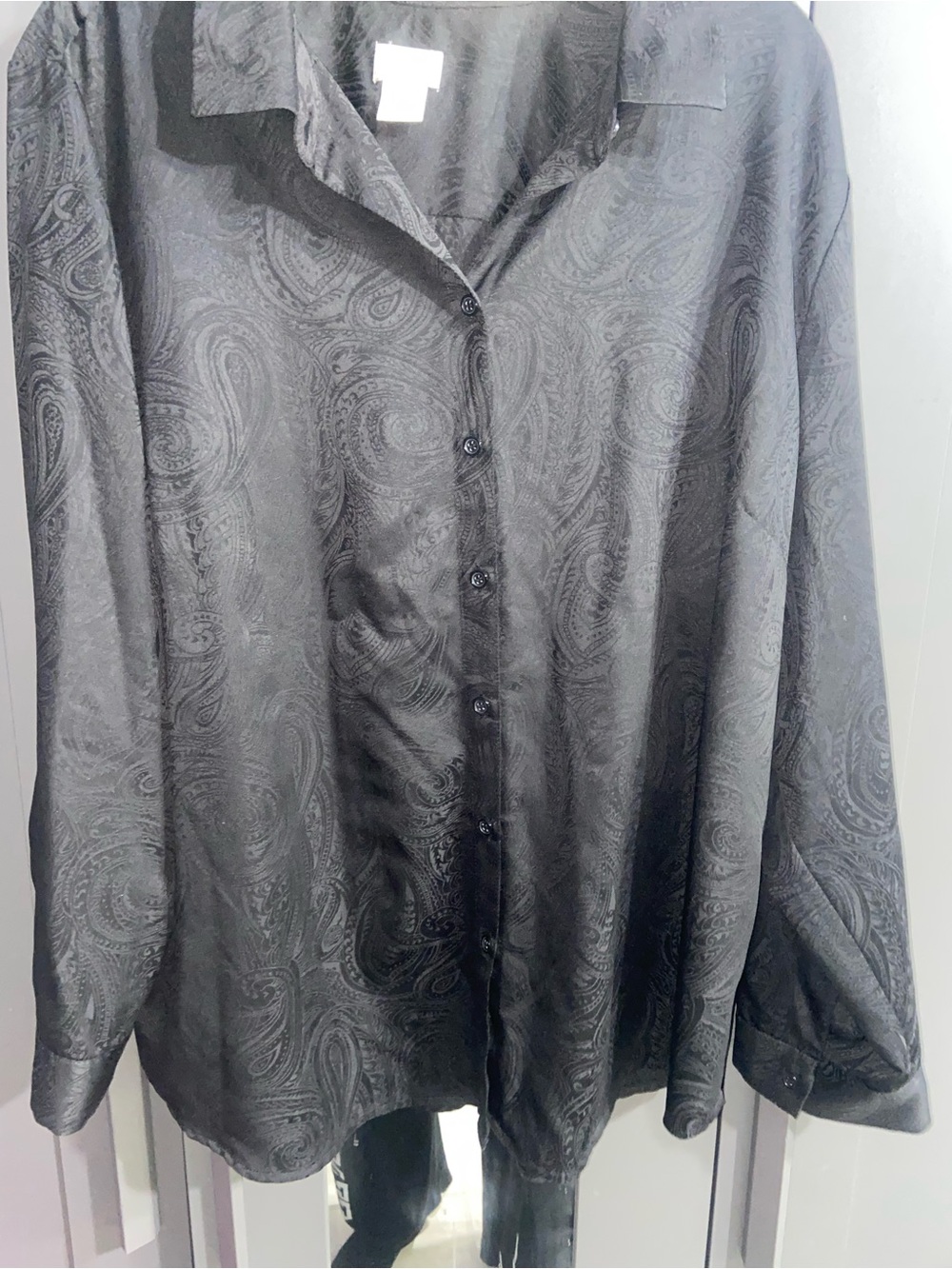 Chico's Light Blue Paisley-Texture Button-Down Shirt